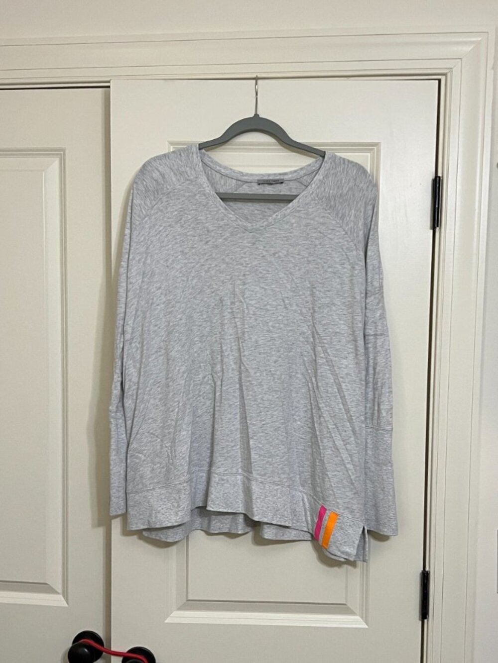 Lisa Todd Mesh Fest White with Pink Orange Accents Long Sleeve Shirt Size XL